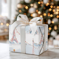 Watercolor Eiffel Tower Gift Wrap, Paris Christmas Wrapping Paper, Parisian Holiday Wrapping Paper, French Winter Wonderland Gift Wrap Roll