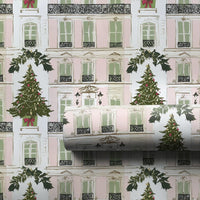 Pink Parisian Building Gift Wrap, Paris Christmas Wrapping Paper, French City House Wrapping Paper, Elegant Holiday Christmas Wrapping Paper