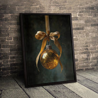 Elegant Holiday Bauble Canvas Print, Gold Christmas Ornament Wall Art, Seasonal Xmas Canvas Art, Winter Canvas Decor, Holiday Wall Art Present