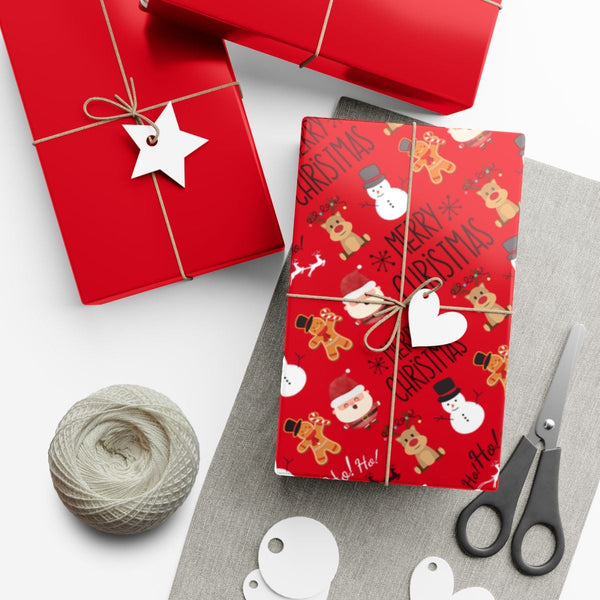 Classic Christmas Gift Wrap, Santa and Reindeer Wrapping Paper, Festive Winter Holiday Wrapping Paper, Christmas Eve Present 