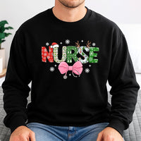 Festive Holiday Bow Healthcare Sweater, Christmas Nurse Stethoscope Sweatshirt, Adorable Medical RN ER Crewneck, Nurse Xmas Present