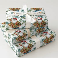 Hawaiian Beach Santa Gift Wrap, Tropical Santa Wrapping Paper, Christmas Wrapping Paper Roll, Coastal Holiday Gift Wrap, Summer Xmas Paper
