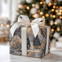 Winter Dusk Landscape Gift Wrap, Snowy Forest Lamppost Wrapping Paper, Scenic Christmas Wrapping Paper, Comfy Holiday Gift Wrap Paper Roll