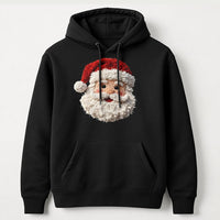 Faux Yarn Crochet Christmas Hoodie, Punch Needle Santa Hoodie, Vintage Santa Claus Hooded Sweatshirt, Comfy Holiday Pullover Hoodie Present