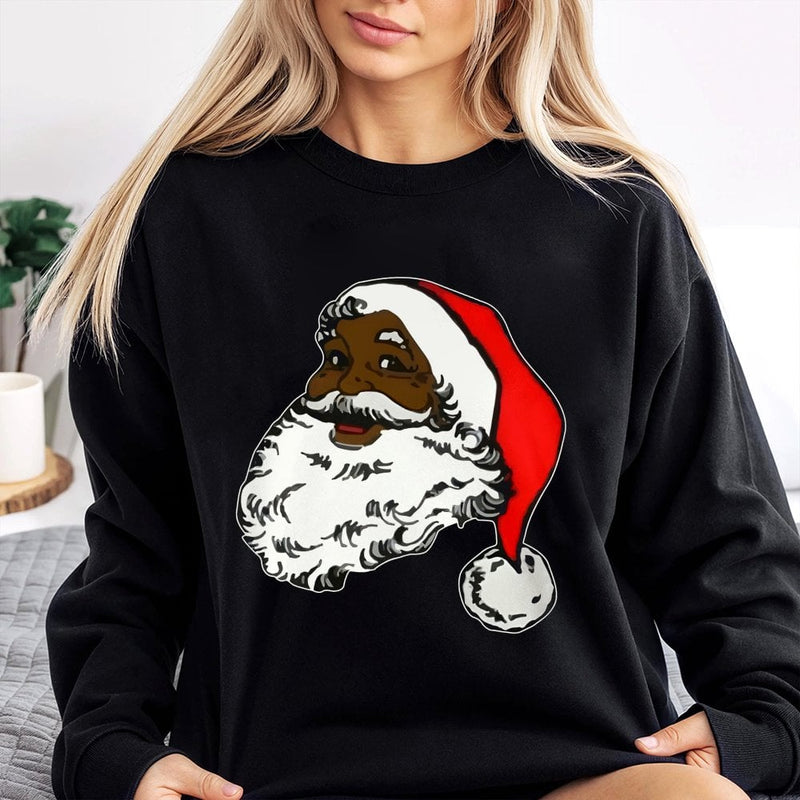 African American Christmas Sweatshirt, Black Santa Claus Sweatshirt, Black Santa Holiday Sweatshirt, Xmas Graphic Crewneck, Winter Pullover
