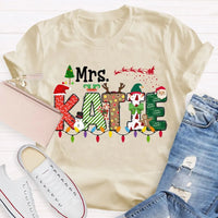 Custom Name Holiday T-Shirt, Personalized Christmas Lights Shirt, Festive Christmas Lights Tee, Adorable Xmas Family Shirt, Holiday Party Present