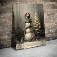 Cardinals on Top Hat Snowman Print, Vintage Snowman Canvas Art, Rustic Winter Snowman Canvas Decor, Holiday Wall Art, Christmas Home Present