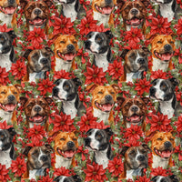 Festive Poinsettia Dog Gift Wrap, Amstaff Christmas Wrapping Paper, Staffy Holiday Wrapping Paper, Pet Lover Xmas Gift Wrap Roll, Dog Wrap