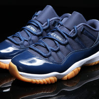 Low Top Sneakers, Navy Orange Colorway, Lace Up Design, Casual Gift for Sneaker Fans