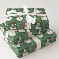 Festive Christmas Gift Wrapping Paper, Watercolor Snowman Wrapping Paper, Winter Holiday Snowmen Wrapping Paper, Xmas Present Wrap Roll