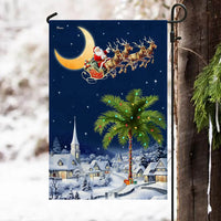 Santa Sleigh Palm Tree Yard Flag, South Carolina Christmas Garden Flag, Double-Sided Coastal Holiday Flag, Winter Lawn Decor Present