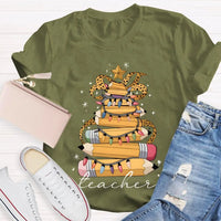 Adorable Holiday Educator Shirt, Christmas Light Pencils Teacher T-Shirt, Festive School Teacher Christmas Tee, Winter Holiday T-Shirt Present