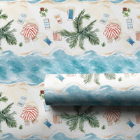 Coastal Holiday Wrapping Paper, Tropical Beach Christmas Wrapping Paper, Watercolor Beach Gift Wrap, Tropical Xmas Holiday Wrapping Paper