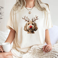 Reindeer Dog T-Shirt, Christmas Goldendoodle Shirt, Adorable Holiday Goldendoodle Tee, Humorous Xmas Puppy Shirt, Goldendoodle Dog Mom Present