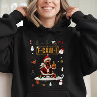 Humorous Santa Chicken Holiday Graphic Sweatshirt, F-Caw-F Christmas Hoodie, Sarcastic Xmas Rooster Pullover, Rude Christmas Humor Present