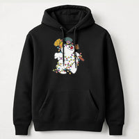 Festive Light Up Winter Snowman Hoodie, Christmas Snowman Hoodie, Retro Holiday Party Graphic Sweatshirt, Comfy Adorable Xmas Pullover Hoodie