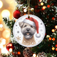 Santa Hat Dog Christmas Ornament, Soft Coated Wheaten Terrier Ornament, Ceramic Pet Lover Tree Ornament, Holiday Puppy Keepsake Present