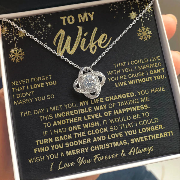 Romantic Love Knot Pendant Necklace, Wife Love Knot Necklace, 14k White Gold Over Stainless Steel Necklace, Christmas Holiday