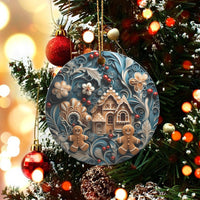 Winter Wonderland Holiday Ornament, Gingerbread House Christmas Ornament, Glossy Ceramic Tree Ornament, Adorable Keepsake, Xmas Bakery Present