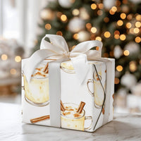 Comfy Holiday Drink Gift Wrap, Eggnog Christmas Wrapping Paper, Cinnamon Eggnog Mug Wrapping Paper, Winter Spiced Christmas Wrapping Paper