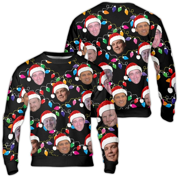 Personalized Ugly Xmas Sweatshirt Santa Hat, Custom Face Christmas Sweater, Custom Photo Holiday Family Party Crewneck