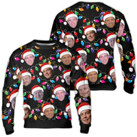 Personalized Ugly Xmas Sweatshirt Santa Hat, Custom Face Christmas Sweater, Custom Photo Holiday Family Party Crewneck