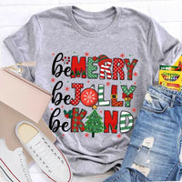 Christmas Holiday Graphic T-Shirt, Be Merry Be Jolly Be Kind Shirt, Adorable Winter Graphic Tee, Merry Christmas Kindness Shirt, Holiday Present