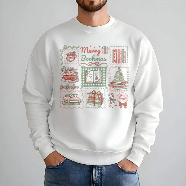 Comfy Book Lover Christmas Sweater, Merry Bookmas Sweatshirt, Adorable Bookish Holiday Crewneck, Book Lover Sweatshirt, Xmas 