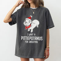 Humorous Pitbull Holiday T-Shirt, Pittiepotamus Christmas Shirt, Adorable Dog Lover Graphic Tee, Pitbull Mom Dad Xmas Shirt, Winter Holiday Present