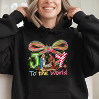 Preppy Christian Nativity Scene Sweatshirt, Joy to the World Hoodie, Religious Christmas Pullover, Holy Night Xmas Hooded Top