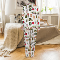 New York City Holiday Pajama Set, NYC Christmas Satin Pajamas, Festive City Sleepwear Set, Winter Holiday Loungewear, Present for NYC Lovers