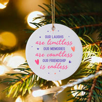 Best Friend Ceramic Keepsake, Friendship Christmas Ornament, Friendship Heart Quote Ornament, Holiday Tree Decor Ornament, Bestie Present