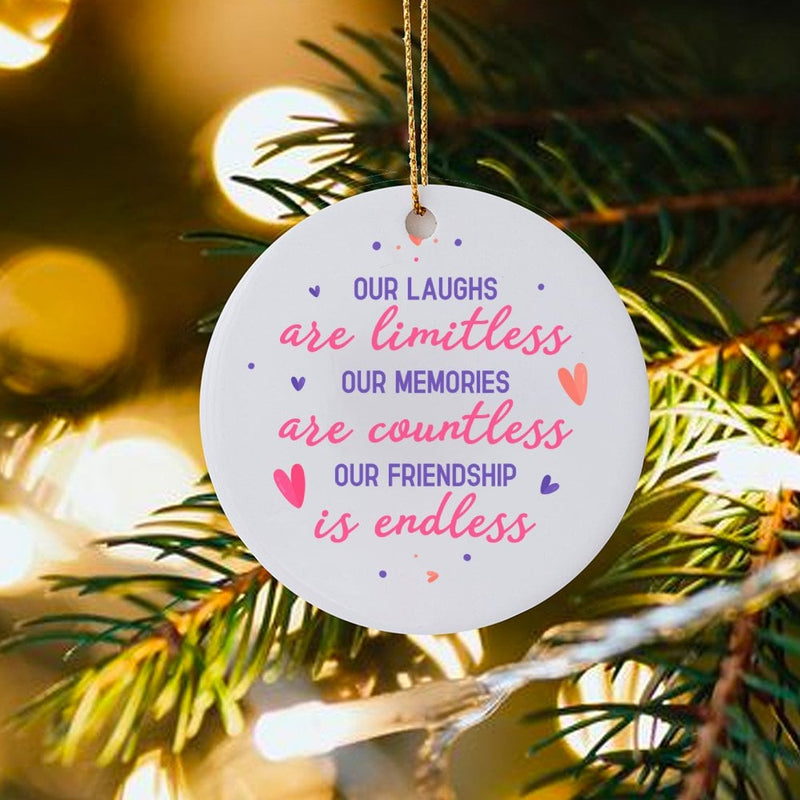 Best Friend Ceramic Keepsake, Friendship Christmas Ornament, Friendship Heart Quote Ornament, Holiday Tree Decor Ornament, Bestie Present