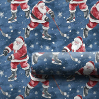 Ice Hockey Christmas Gift Wrap, Hockey Santa Wrapping Paper, Dark Blue Sports Holiday Gift Wrap, Winter Hockey Player Gift Wrapping Paper