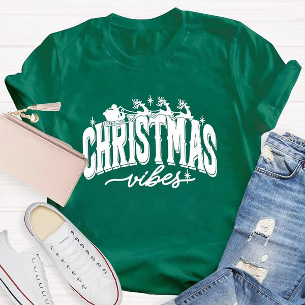 Festive Holiday Graphic Tee, Christmas Vibes Shirt, Retro Christmas Vibes T-Shirt, Winter Holiday Shirt, Unisex Christmas Pre