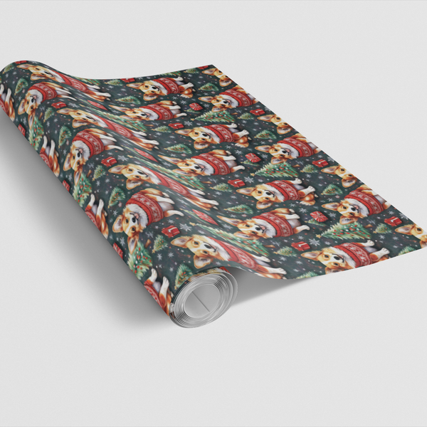 Adorable Dog Holiday Gift Wrap, Corgi Christmas Wrapping Paper, Festive Corgi Present Wrap, Winter Dog Lover Gift Wrap, Holid