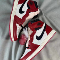 Basketball Shoes, White Red Colorway, Distressed, Retro, High Top, Lace Up Design, Distressed Finish, Casual Gift for Shoe Lovers