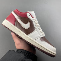 Low Top Sneakers, Burgundy White Brown Colorway, Lace Up Design, Casual Gift for Sneaker Fans