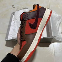 Low Top Sneakers, Orange Brown Colorway, Lace Up Design, Casual Gift for Sneaker Fans