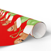 Adorable Holiday Gift Wrap, Gingerbread Man Wrapping Paper, Christmas Gingerbread Wrapping Paper, Winter Mitten Gift Wrap, Festive Present Paper