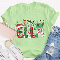 Custom Name Holiday Lights Tee, Personalized Christmas Snowman T-Shirt, Adorable Winter Xmas Shirt, Matching Family Christmas Tee Shirt Present