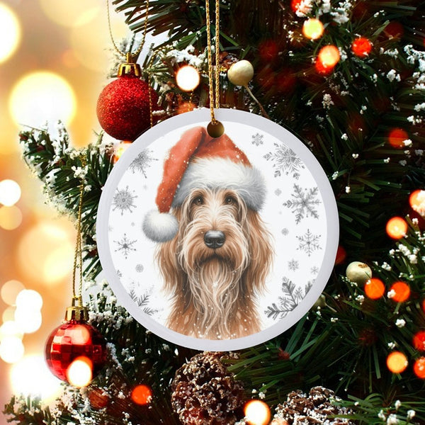 Dog in Santa Hat Ceramic Ornament, Spinone Italiano Christmas Ornament, Pet Portrait Tree Decor, Present for Spinone Italiano