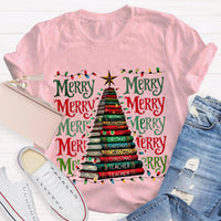 Festive Reading Holiday Graphic Tee, Christmas Book Tree Teacher Shirt, Bookish Xmas Tree T-Shirt, English Teacher Christmas Present