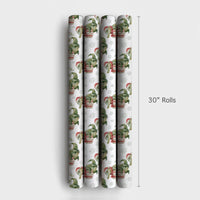 Santa Gator Holiday Gift Wrap, Christmas Alligator Wrapping Paper, Whimsical Reptile Animal Wrapping Paper, Humorous Winter Present Gift Wrap