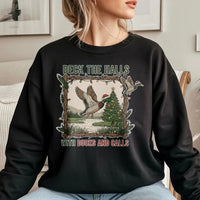 Deck the Halls Mallard Crewneck, Duck Hunting Christmas Sweatshirt, Humorous Hunter Holiday Sweater, Outdoor Wildlife Xmas Pullover Present