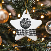 We the People Star Ornament, Patriotic Eagle Christmas Ornament, American Flag Ceramic Keepsake, Veteran Holiday Tree Ornament