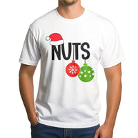 Humorous Holiday Couple Matching Ornament Shirt, Christmas Nuts T-Shirt, Retro Dirty Santa Joke Graphic Tee, Adult Xmas Humor Tee