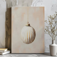 Gold and White Holiday Canvas Print, Minimalist Christmas Ornament Wall Art, Modern Neutral Seasonal Canvas Decor, Digital Download Poster