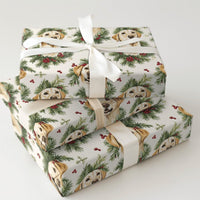 Watercolor Dog Gift Wrap, Yellow Labrador Wrapping Paper, Christmas Lab Wrapping Paper, Holiday Dog Lover Gift Wrap, Festive Labrador Paper