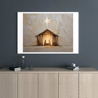 Manger Star of Bethlehem Oil Painting Style, Nativity Scene Wall Art Canvas Print, Christian Christmas Canvas, Digital Download Present